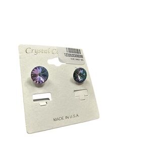 Crystal Stud Earrings with Iridescent Stones 4mm